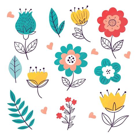 Paquete De Flores De Primavera Dibujadas A Mano Vector Gratis