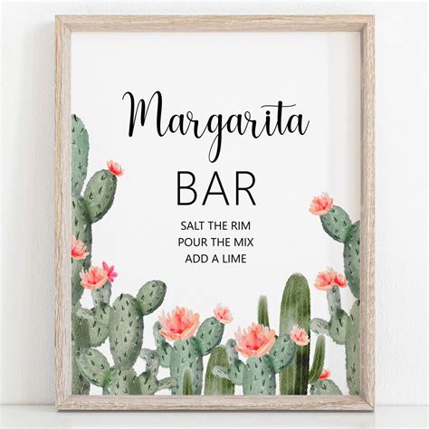 Margarita Bar Sign Cactus Fiesta Bridal Shower Baby Shower Etsy