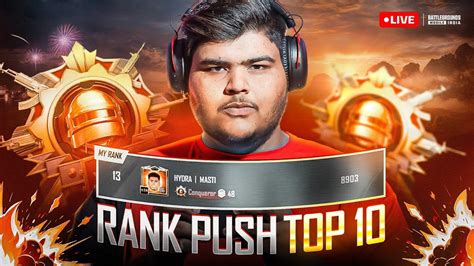 🇮🇳finally Top 10 Today 🐉 Conqueror Rank Push Bgmi Live Hydra