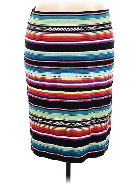 Lauren By Ralph Lauren Stripes Multi Color Blue Casual Skirt Size 2x