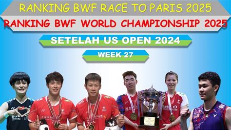 Ranking Bwf Race To Paris Bwf World Championship Setelah