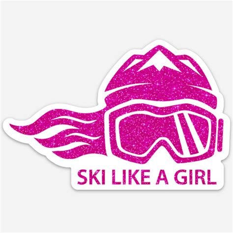 Ski Like A Girl Sticker Pink Glitter Ski Like A Girl