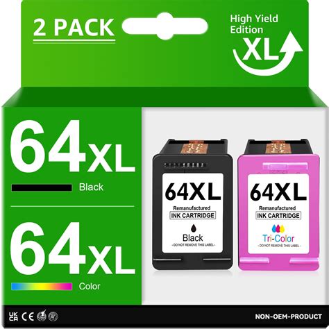 64 Ink Cartridges Compatible For Hp 64 Tri Color And Black Xl Ink