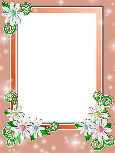 An Ornate Frame With Daisies And Swirls On It Against A Pink Background