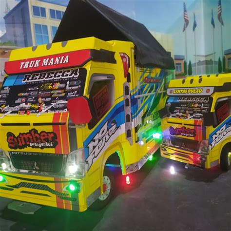 Jual Jumbo Miniatur Truk Oleng Kayu Murah Full Lampu Terpal Ban Bisa