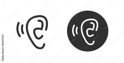 Ear listen icon vector line art or hear whisper noise sound impaired ...