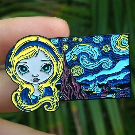 Alice In The Starry Night Collectible Enamel Pin Strangeling The Art