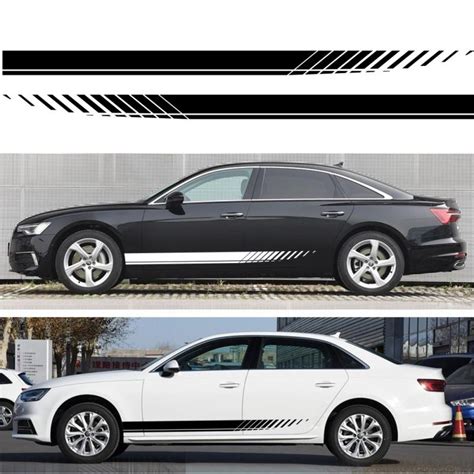 2PCS автомобиль боковые полосы боковые полосы юбки Графика Винил ...