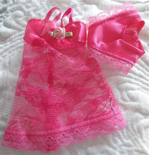 Miniature Dollshouse Barbie Hot Pink Sexy Negligee Matching Panties