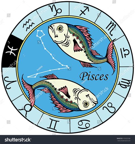 Pisces Astrological Zodiac Sign Image Isolated Stock Vector Royalty