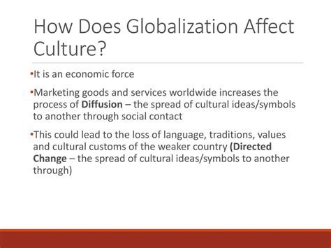 What are the three impacts of globalization on culture? - greeplan