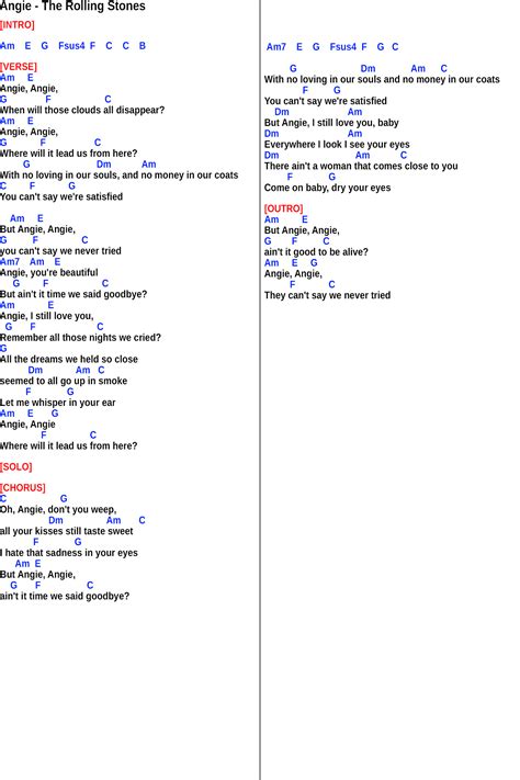 Angie Guitar Chords