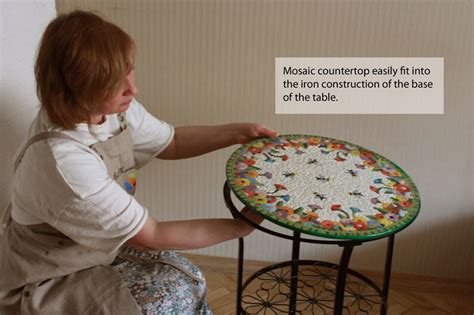 Handmade Mosaic Round Tablebase Includedsmalti Material Etsy