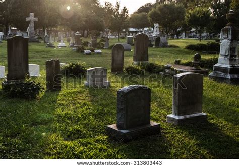 Tombstones Cemetery Dusk Stock Photo 313803443 Shutterstock