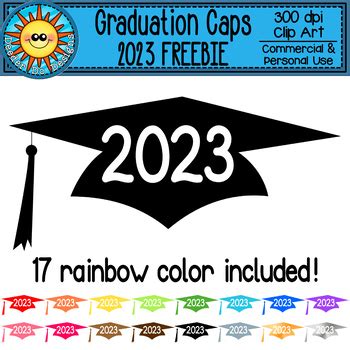 2023 Graduation Cap Clipart FREEBIE by Deeder Do Designs | TPT