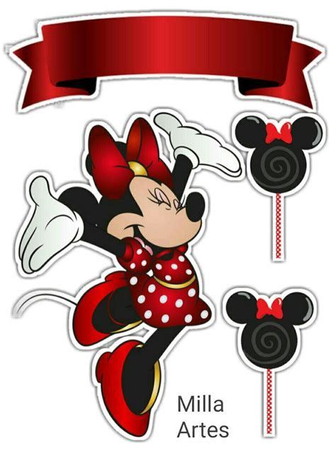 Pronto Para Imprimir Topo De Bolo Da Minnie Vermelha Minnie Mouse