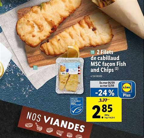 Promo Filets De Cabillaud Msc Fa On Fish And Chips Chez Lidl