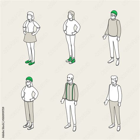 Set Of Different Isometric People On White Vector Illustration Flat