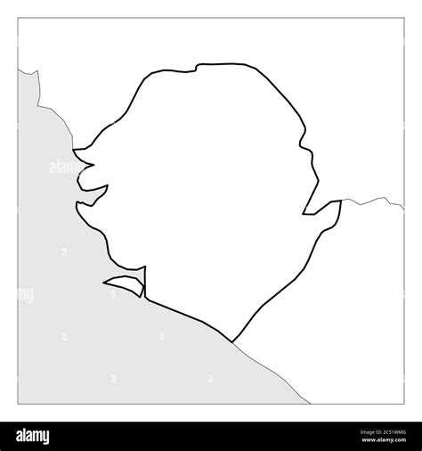 Map Of Sierra Leone Black Thick Outline Highlighted With Neighbor