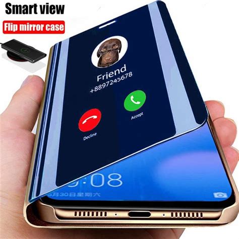 Smart Mirror Flip Phone Case For Samsung Galaxy A12 A52 S21 S10 S9 S8