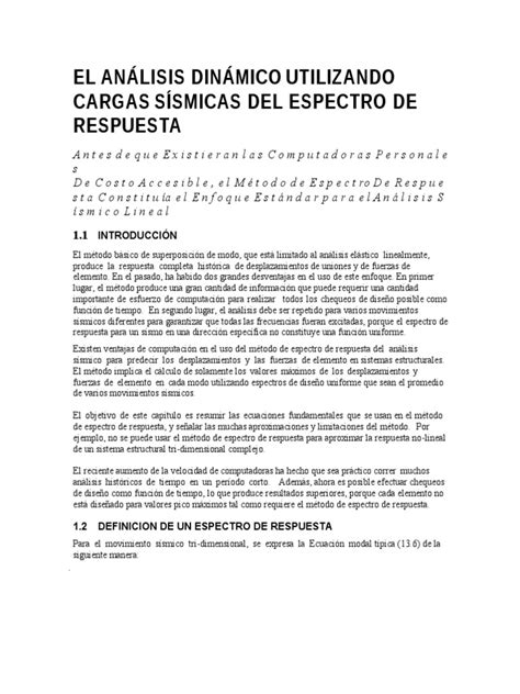 PDF El Análisis Dinámico Utilizando Cargas Sísmicas Del Espectro de