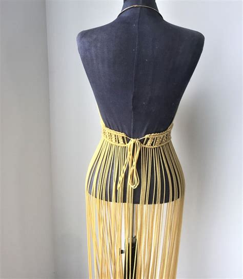 Macrame Dress Goddess Long Fringe Sleeveless Top Boho Chic Etsy