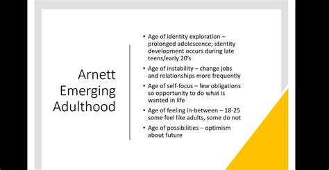 Arnett S 5 Characteristics Of Emerging Adulthood