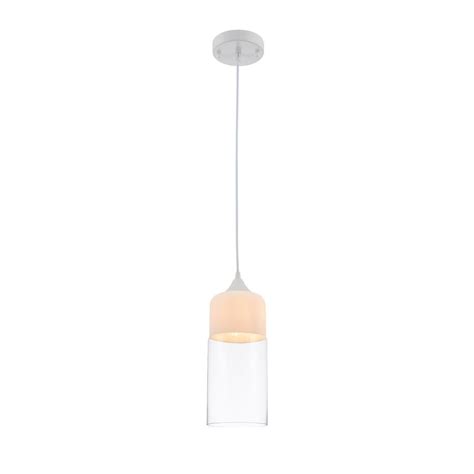 Bethel International Single Pendant Lighting White Glass Metal