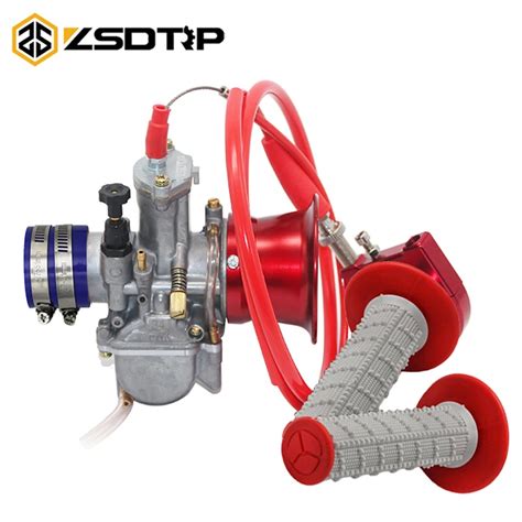 Zsdtrp Motorcycle Pwk Carburetor Set 21 24 26 28 30 32 34mm With Throttle Grips Hand Grips Wind