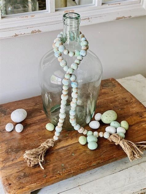 Diy Spring Wood Bead Garland With Tassels She Gave It A Go