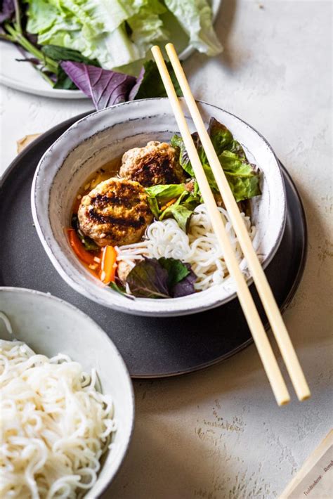 Traditional Bun Cha Hanoi Vietnamese Pork Meatballs Cooking Therapy