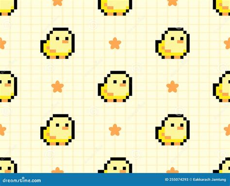 Chick Pixel Art Pattern Seamless 8 Bit Little Chicken 8bit Background