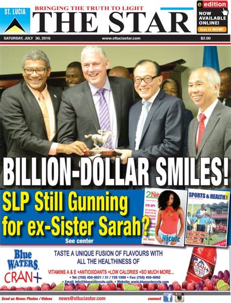 The St. Lucia STAR Newspaper for Saturday July 30th, 2016 | The St. Lucia STAR