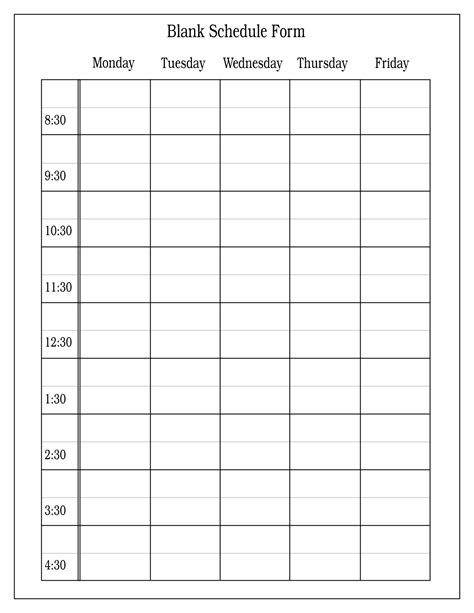 Printable Schedule With Time Slots - Template Calendar Design