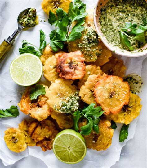 Tostones With Cilantro Garlic Sauce - Honeyed Sundays
