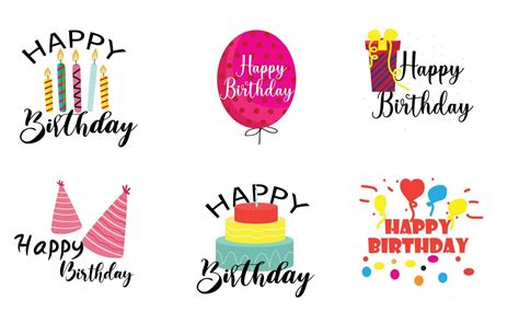 Happy Birthday Logo Badge Greeting Lettering 17723537 Vector Art At Vecteezy