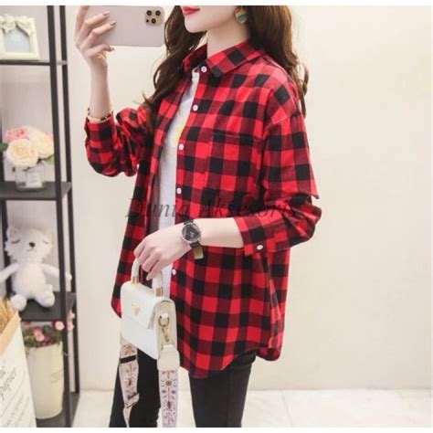 Jual KEMEJA FLANNEL PREMIUM IMPORT PRIA WANITA UNISEX MOTIF KOTAK