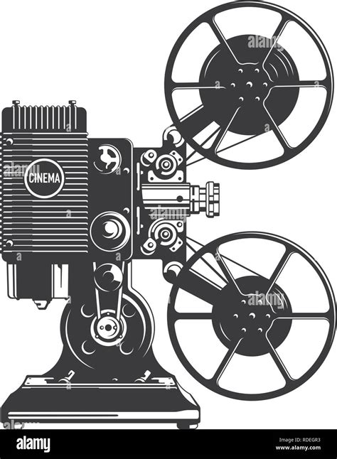 Vintage film projector black and white vector illustration Stock Vector Image & Art - Alamy