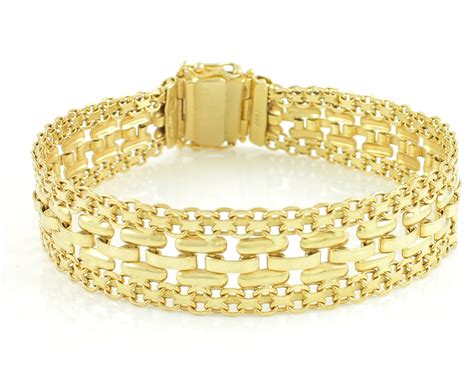 10K Yellow Gold Wide Bracelet Eighties Flexible Bracelet With