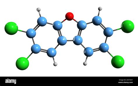 3d Imagen De La Fórmula Esquelética Policlorados Dibenzofuranos