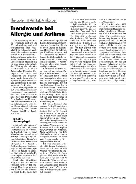 Therapie mit Anti-IgE-Antikörper: Trendwende bei Allergie und Asthma