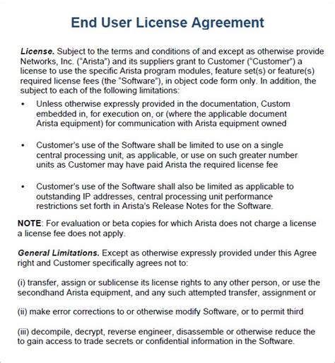 License Agreement Template Software Printable Word Searches