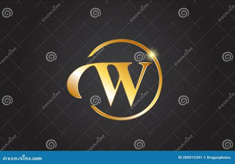 Golden W Alphabet Letter Logo Icon In Yellow And Black Color Simple