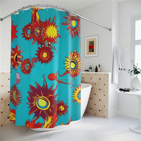 Boho Sunrise Shower Curtain Ai Art Print Modern Bathroom Decor Boho