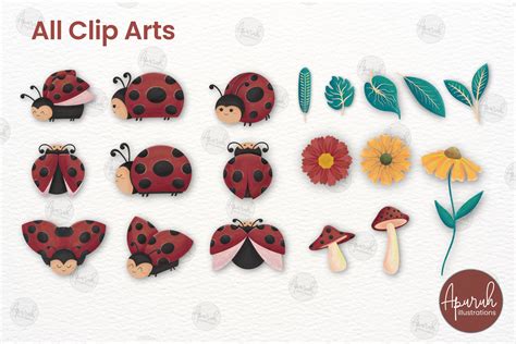 Watercolor Lady Bug Clipart Love Bug Masterbundles