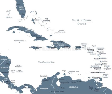 The Caribbean Map - Vector Illustration Stock Illustration ...