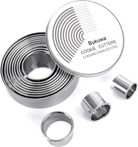 12 Pieces Round Cookie Biscuit Cutter Set Graduated Circle For Pastry