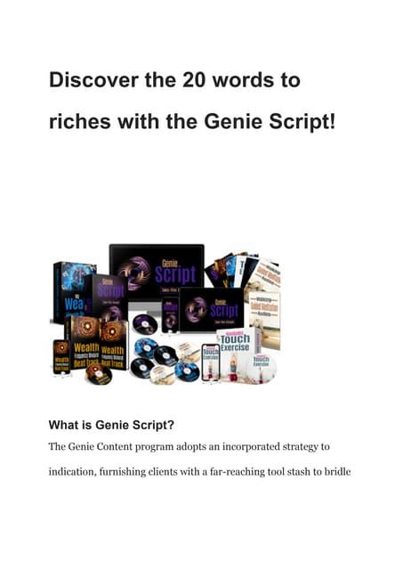 Discover The 20 Words To Riches With The Genie Script Pdf