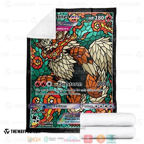 Best Card Arcanine Hybrid Vmax Stain Glass Pokemon Soft Blanket