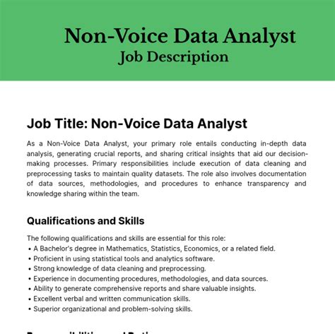 Free Non Voice Data Analyst Job Description Template Edit Online And Download